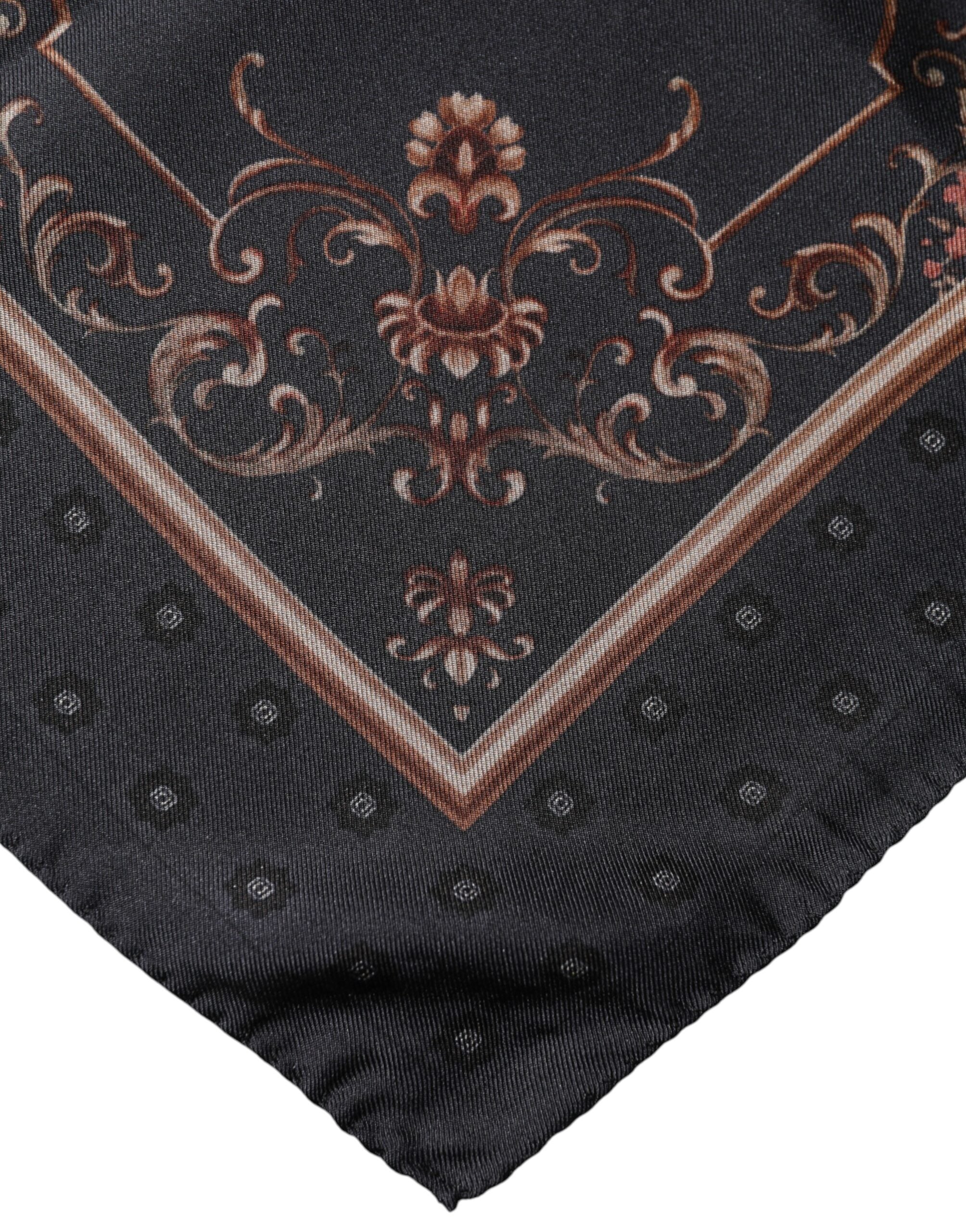 Black Patterned Square Foulard Scarf