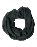 Dark Green Silk Neck Wrap Foulard  Scarf
