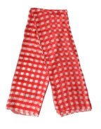 Red Checkered Stole Neck Wrap Shawl Scarf