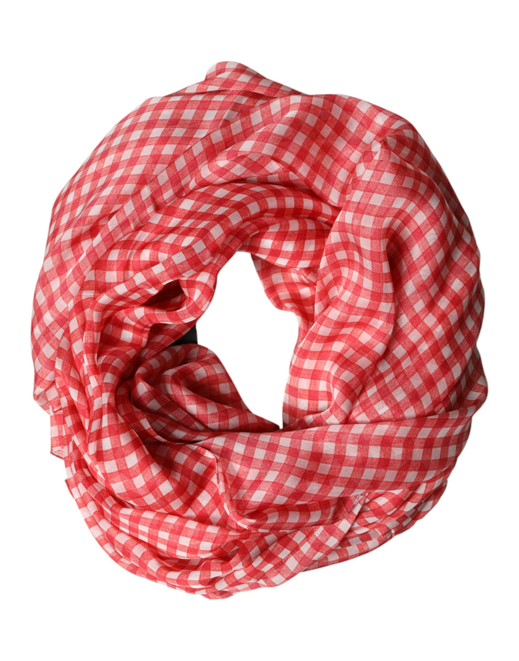 Red Checkered Silk Neck Wrap Shawl Scarf
