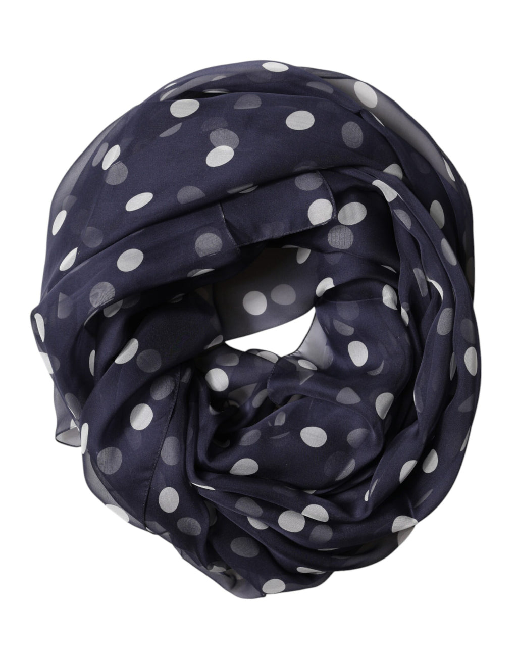 Blue Polka Dot Silk Neck Wrap Shawl 205cm x 132cm Scarf