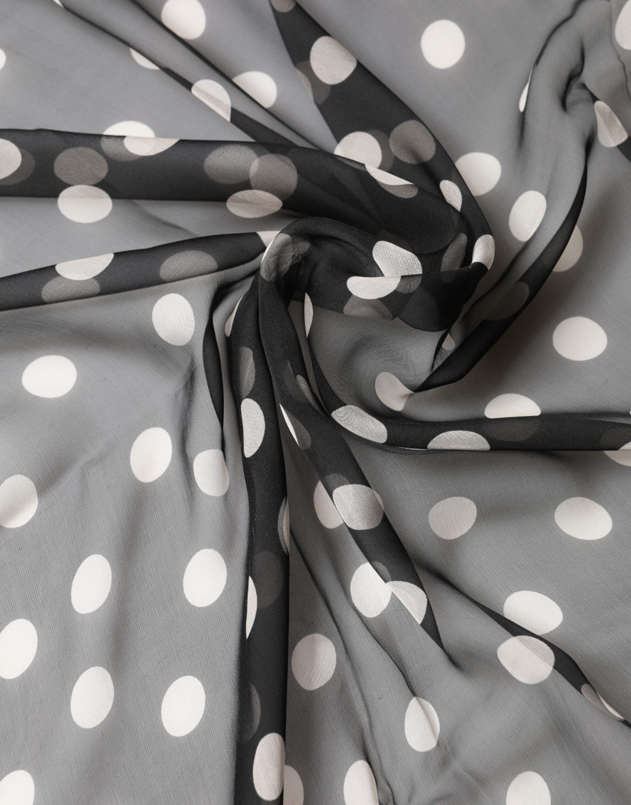 Black Polka Dot Silk Neck Wrap Shawl 205cm x 137cm Scarf