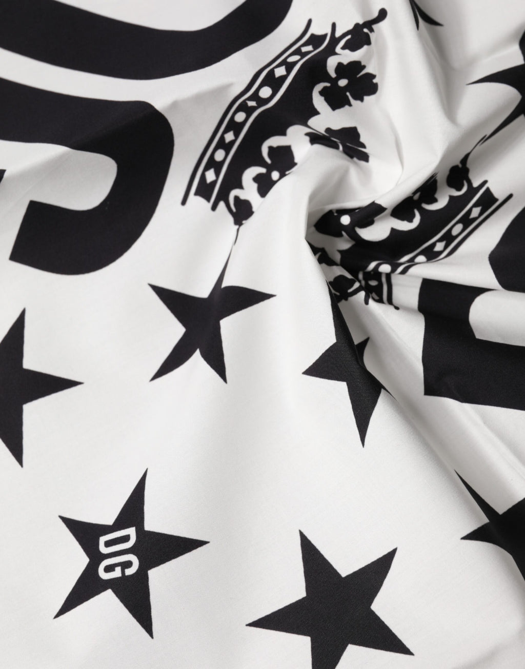 White DG Crown Print Square Foulard 52cm x 50.5cm Scarf