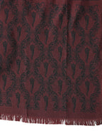 Maroon Patterned Silk Wrap Foulard Men 133cm x 22cm Scarf