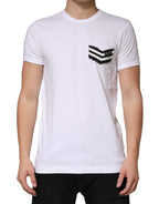 White Stripes Cotton Crew Neck Tee  T-shirt