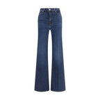Blue Cotton Flared Jeans
