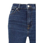 Blue Cotton Flared Jeans