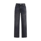 Black Cotton Straight-Leg Jeans