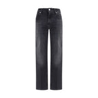 Black Cotton Straight-Leg Jeans