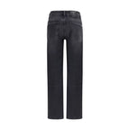 Black Cotton Straight-Leg Jeans