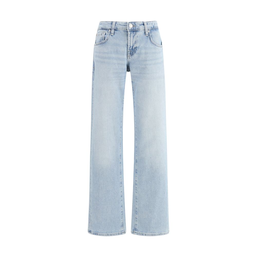 Blue Cotton Straight-Leg Jeans