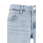 Blue Cotton Straight-Leg Jeans