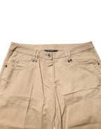 Beige Straight Cotton Stretch Chino Pants