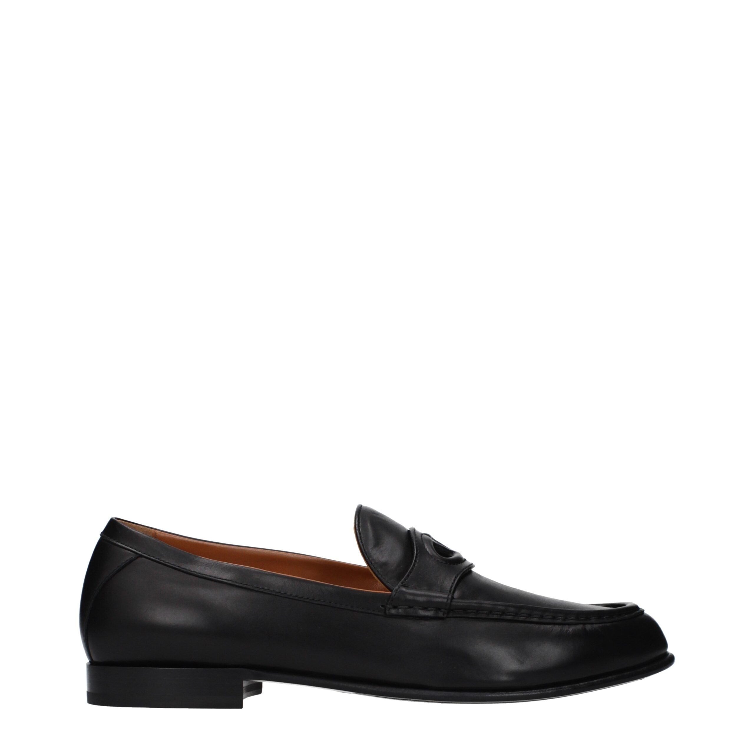 Black Leather Slip-On Loafers