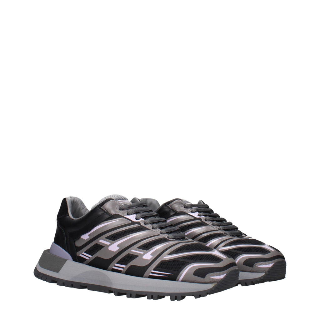 Black Fabric Athletic Sneakers