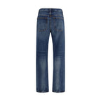Blue Cotton High-Waisted Jean