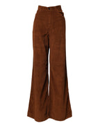Brown Wide Leg High Waist Corduroy Denim Trouser Jeans