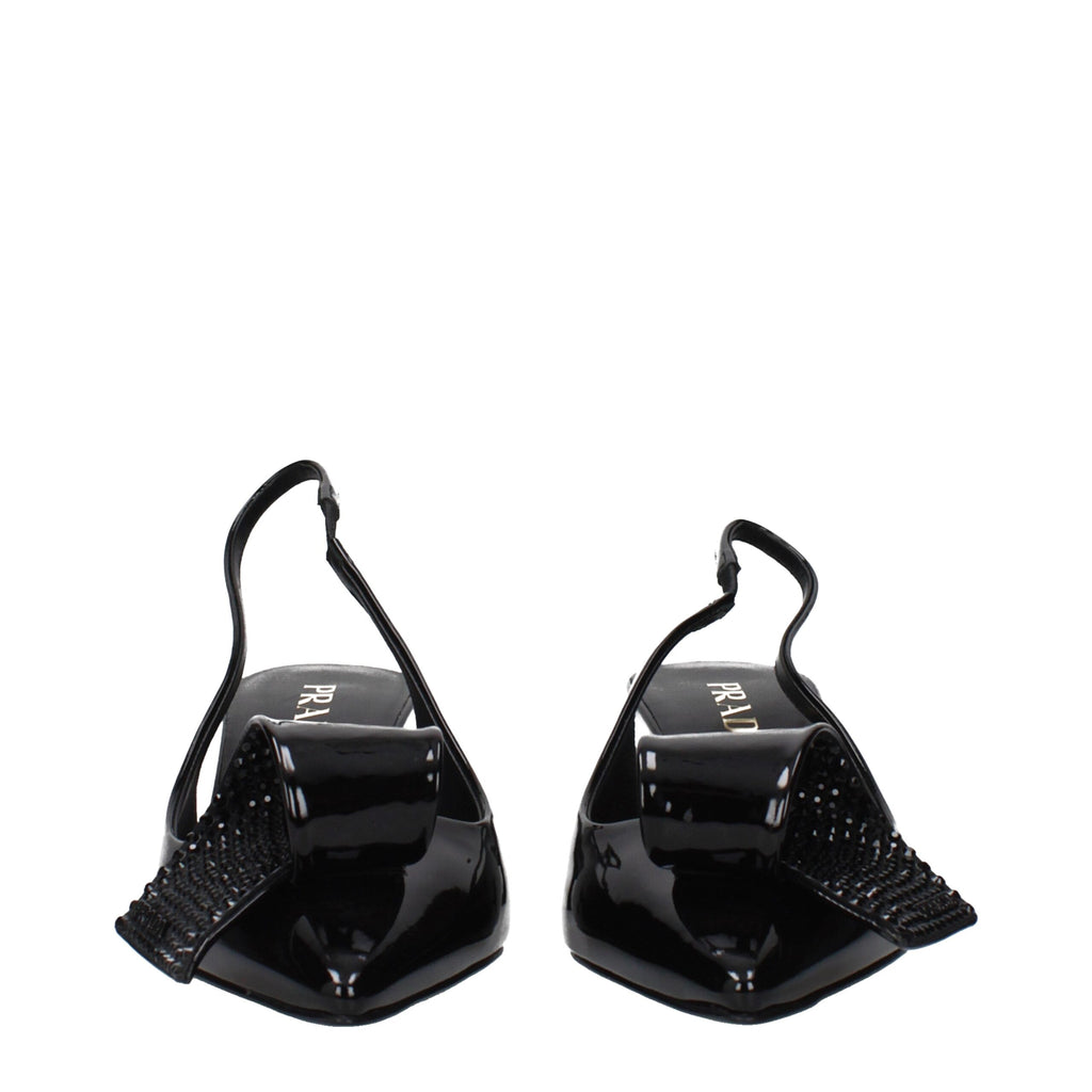 Black Leather Stiletto Heel Sandals