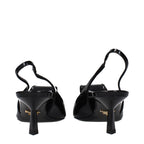 Black Leather Stiletto Heel Sandals