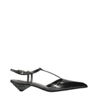 Gray Leather Flat Sandals