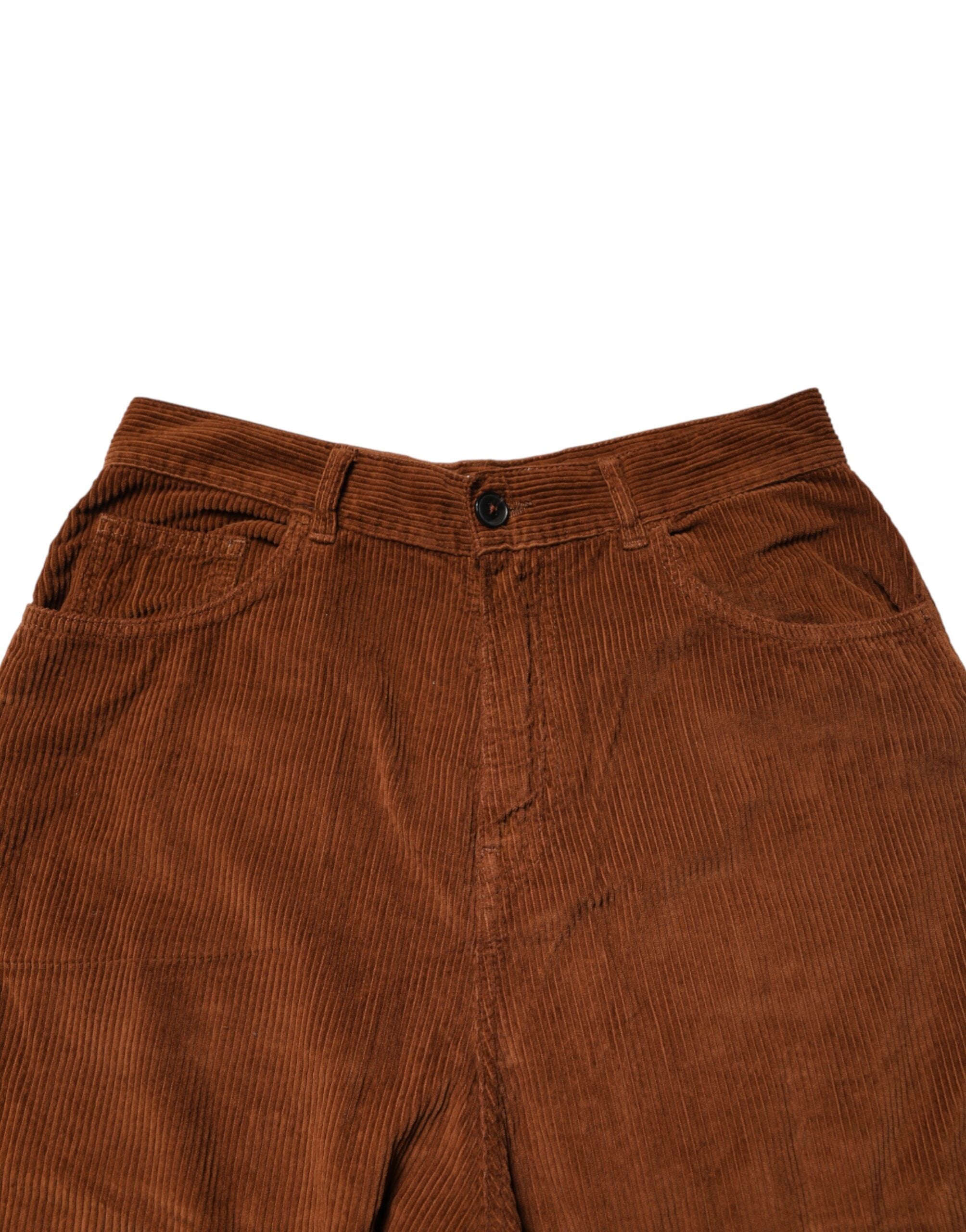 Brown Wide Leg High Waist Corduroy Denim Trouser Jeans