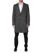Gray Wool Blend Long Trench Coat Men Jacket