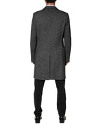 Gray Wool Blend Long Trench Coat Men Jacket