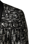 Black Jazz Club Silk Single Breasted Blazer