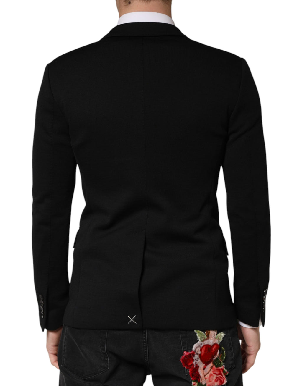 Black Wool Single Breasted 2 Button Blazer