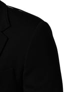 Black Wool Single Breasted 2 Button Blazer
