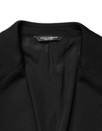 Black Wool Single Breasted 2 Button Blazer
