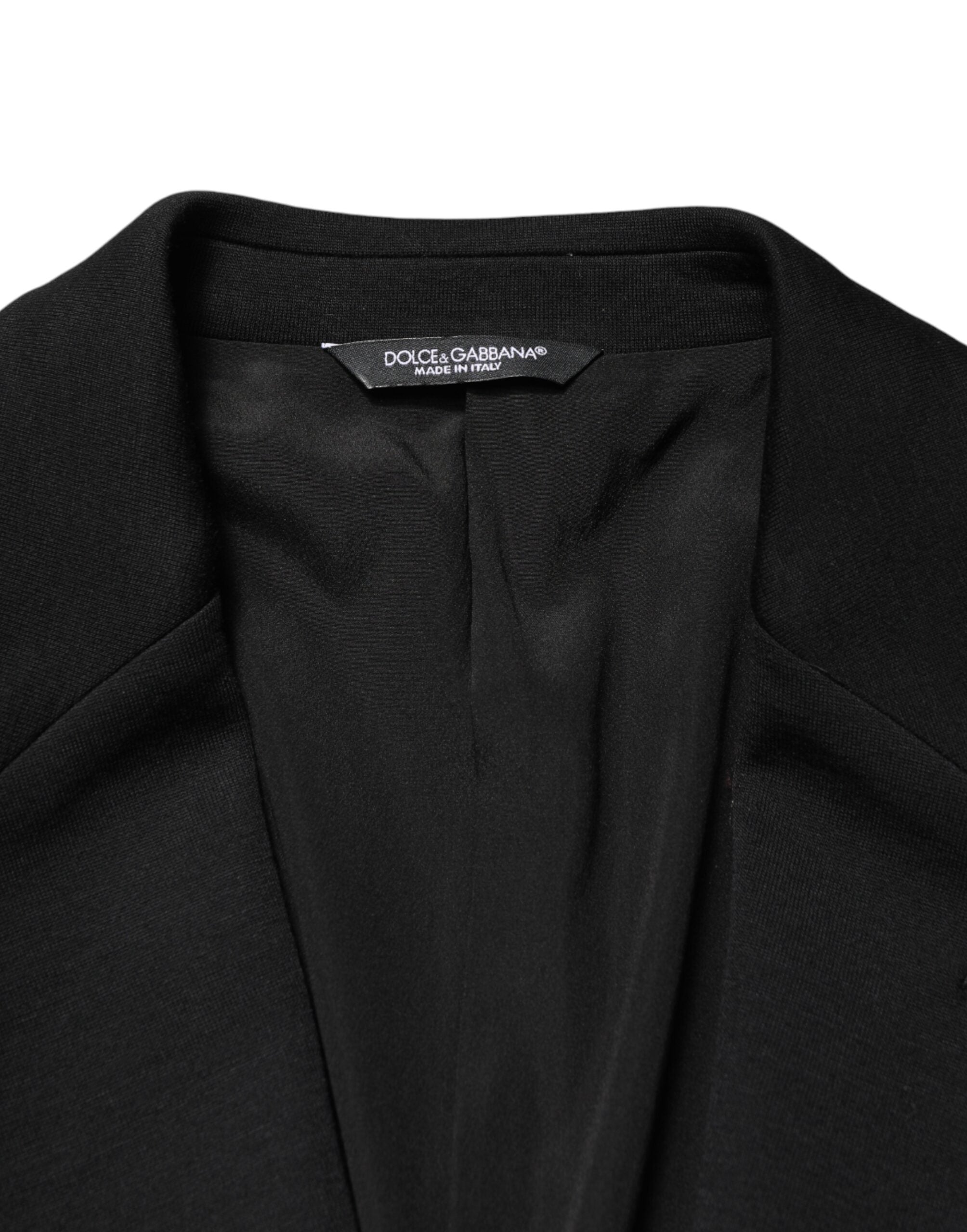 Black Wool Single Breasted 2 Button Blazer