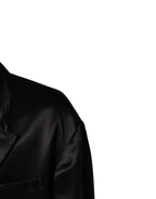 Black Silk Double Breasted 2 Button Blazer