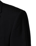 Black Wool Single Breasted 2 Button Blazer