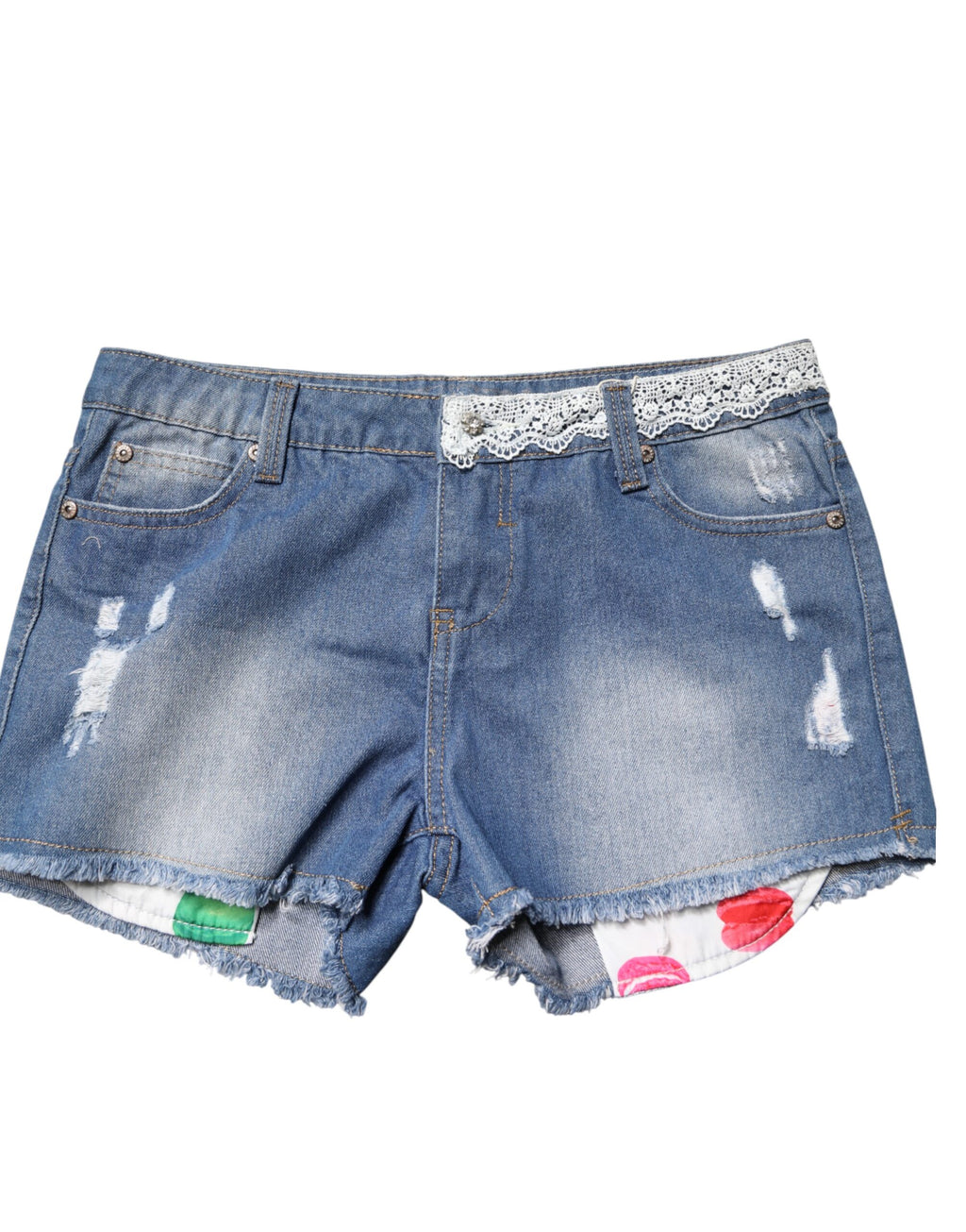 Blue Cotton Low Waist Denim Casual Hot Pants Shorts