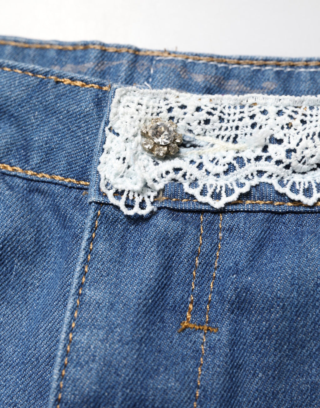 Blue Cotton Low Waist Denim Casual Hot Pants Shorts