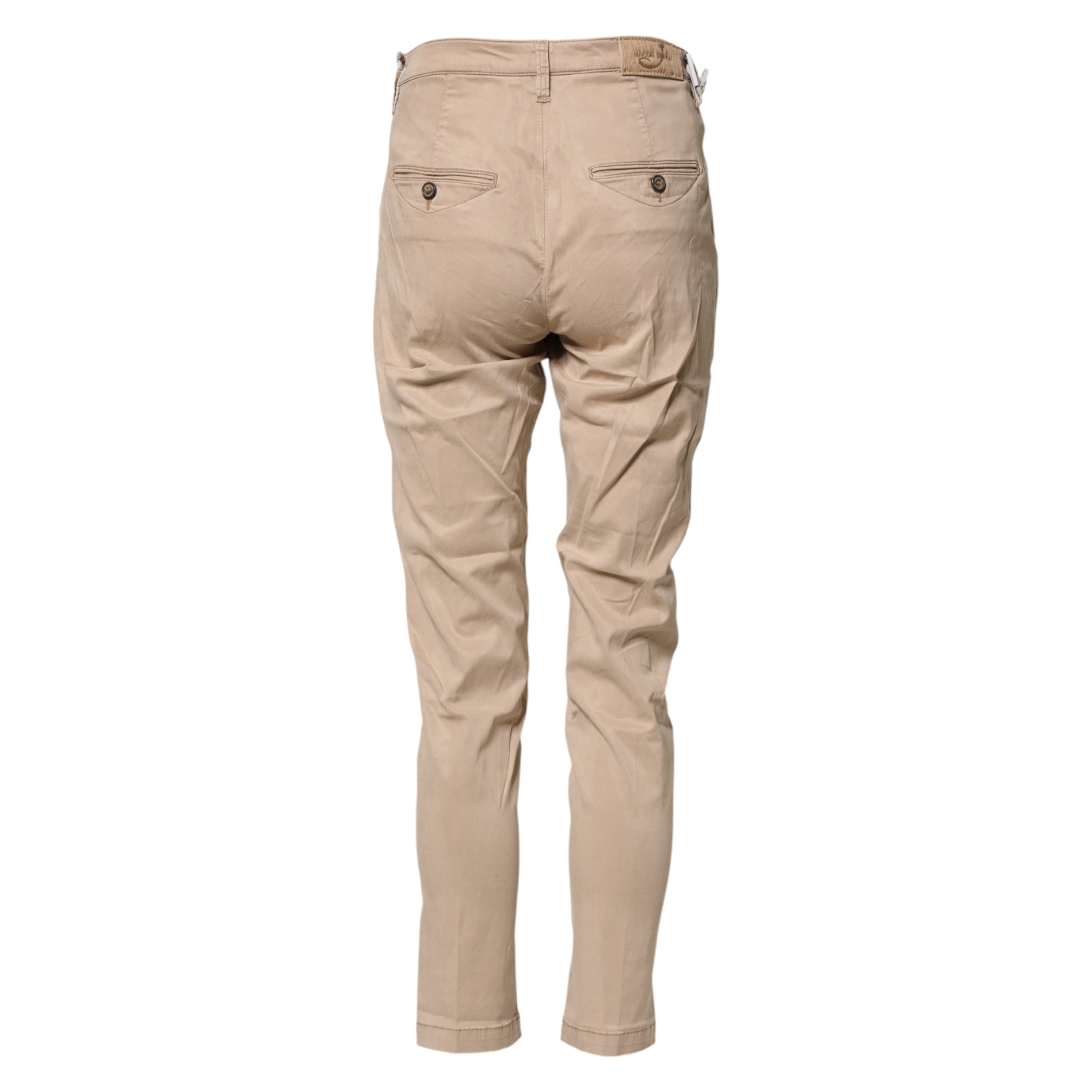 Beige Lyocell Skinny High Waist Chino Casual Pants