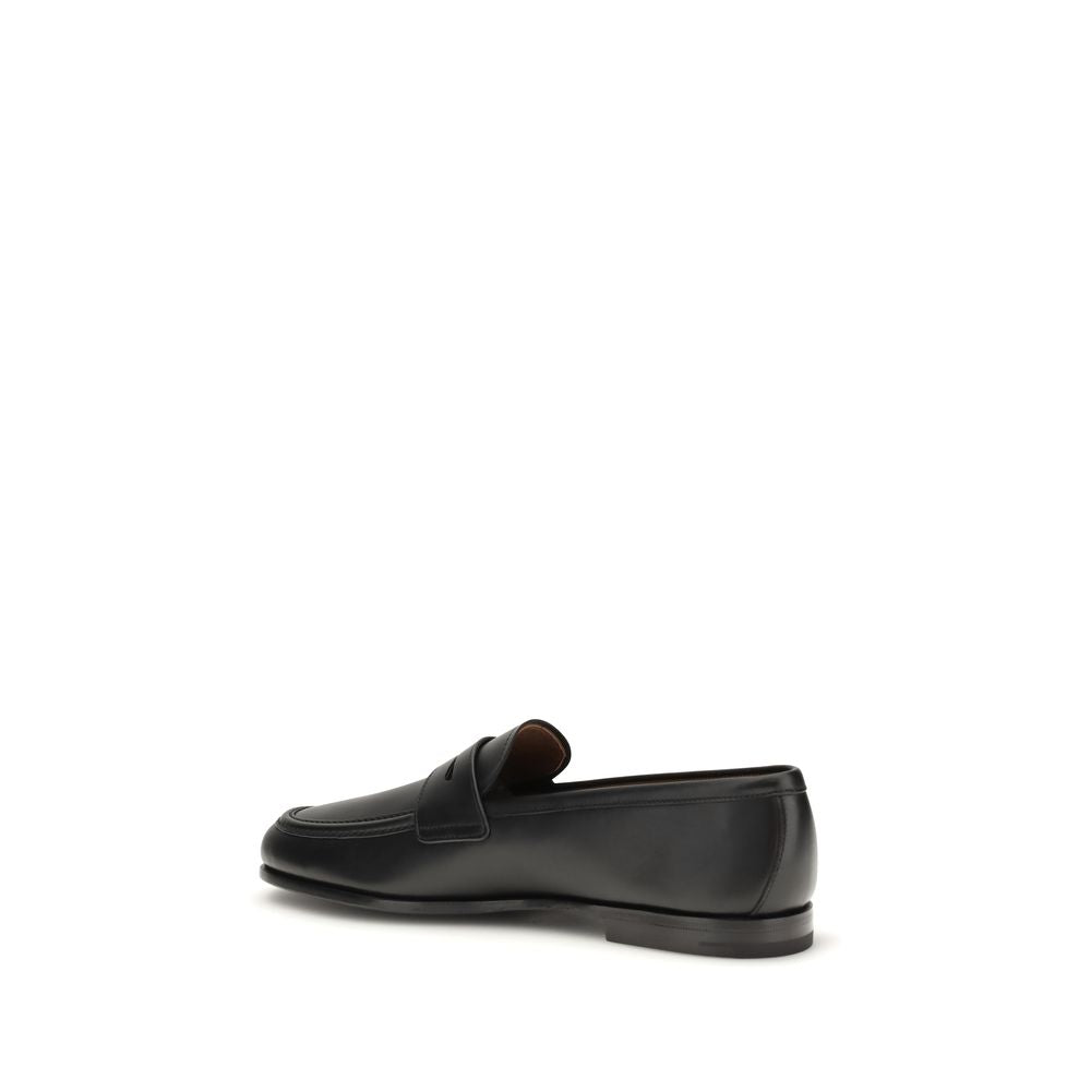 Black Calf Leather Bos Taurus Slip-On Loafers