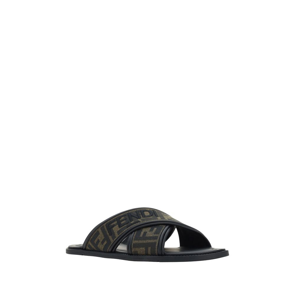 Black Calf Leather Bos Taurus Flat Sandals