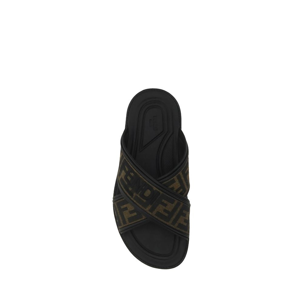 Black Calf Leather Bos Taurus Flat Sandals