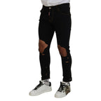 Black Cotton Skinny Pants