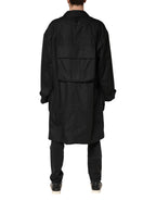 Black Pockets Collared Trench Coat Jacket