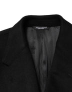 Black Wool Double Breasted TrenchCoat Jacket