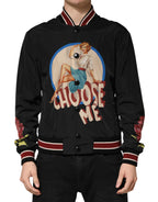 Black Pin Up Button Down Men Bomber Jacket