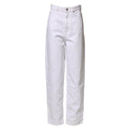 White High Waist Straight Denim Jeans