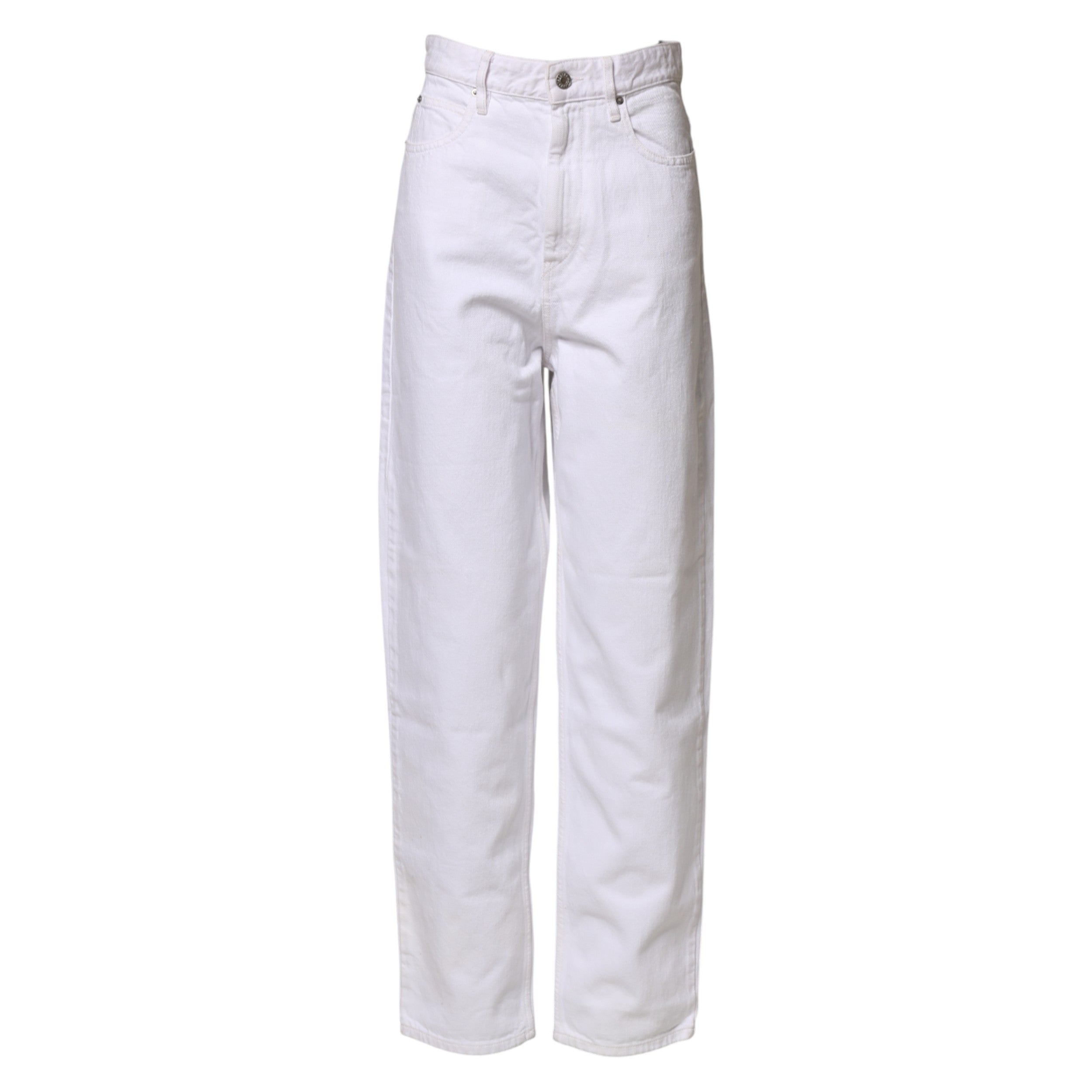 White High Waist Straight Denim Jeans