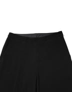 Black High Waist Zip Straight Chino Trouser Pants