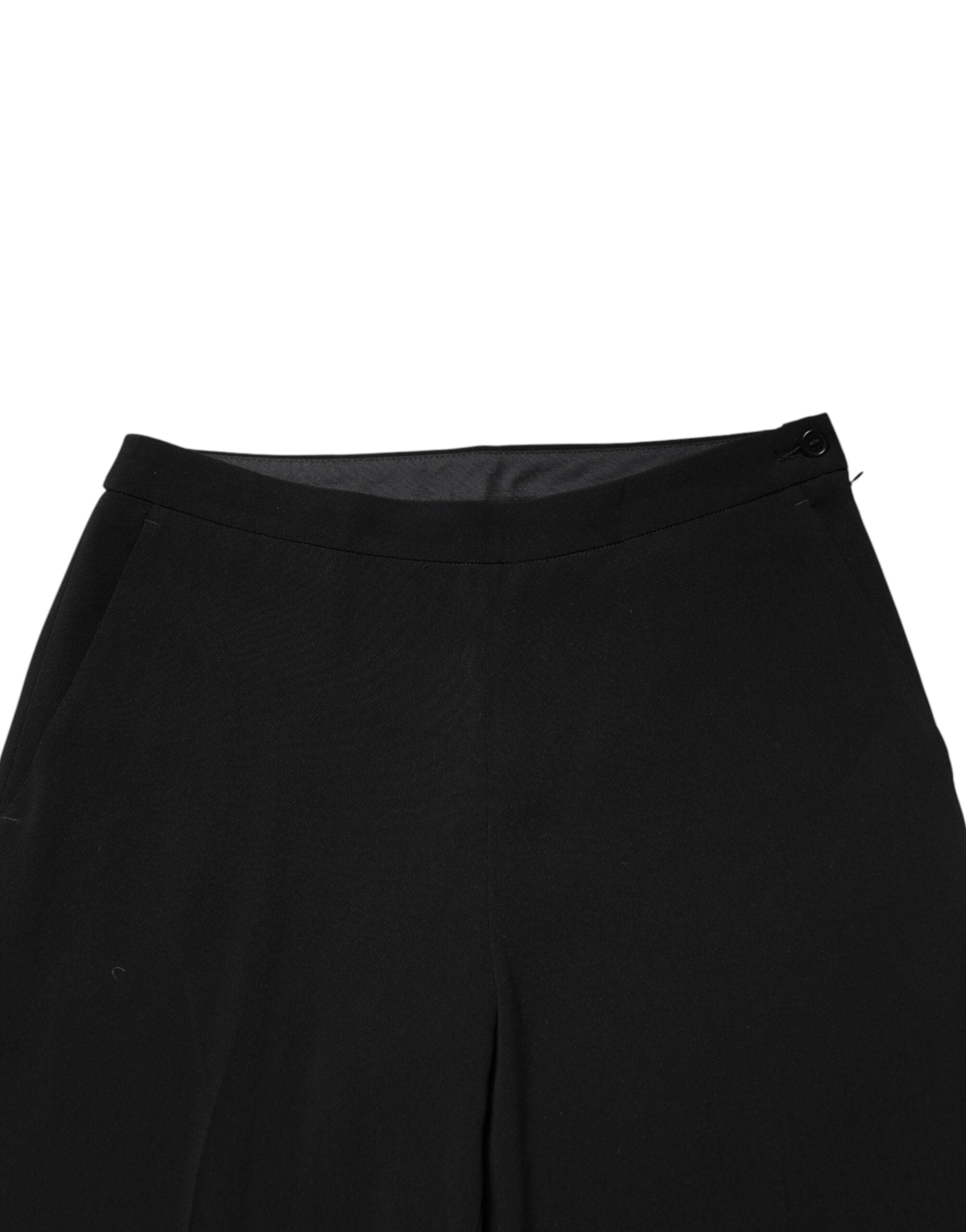 Black High Waist Zip Straight Chino Trouser Pants