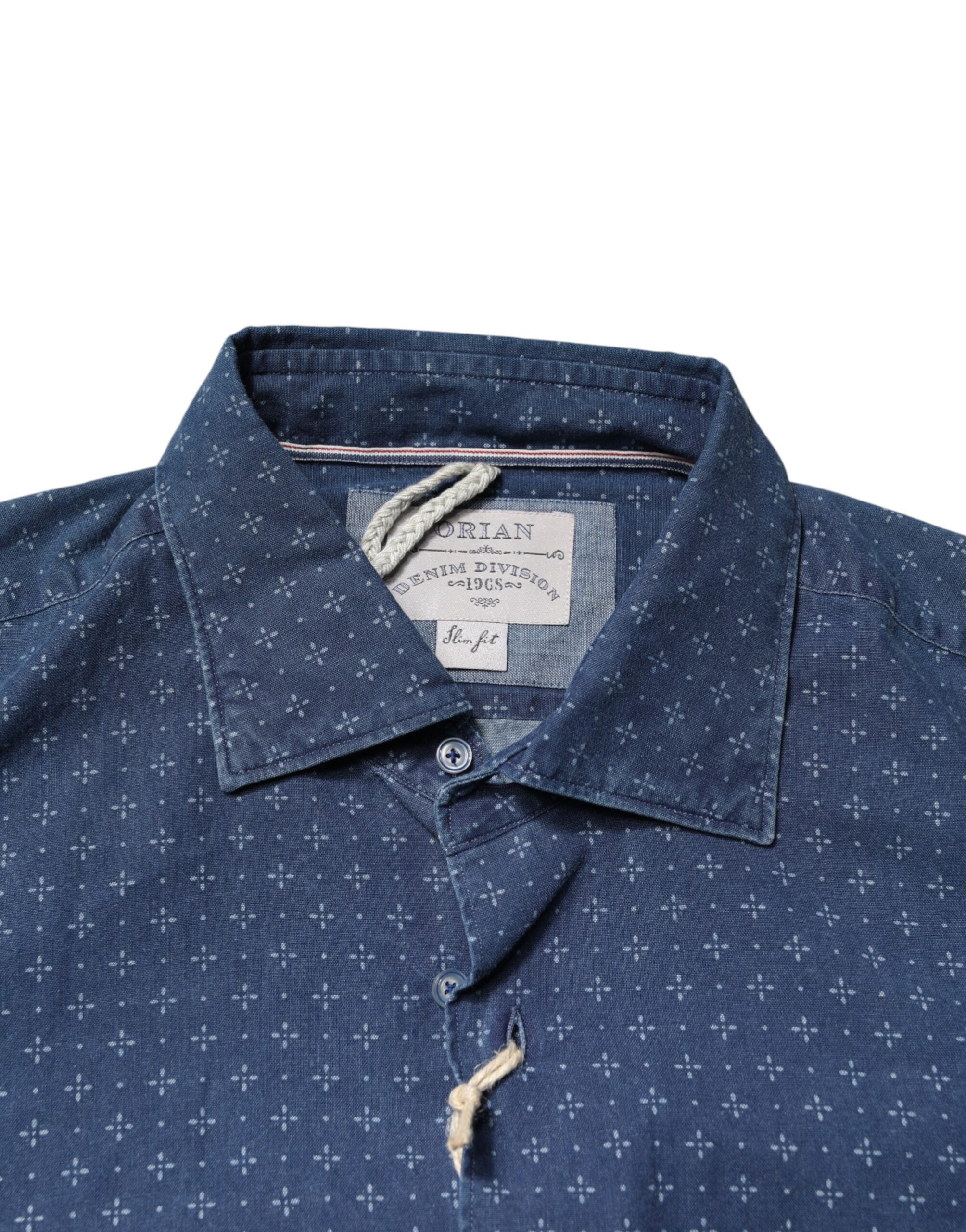 Blue Button Down Long Sleeves Men Shirt
